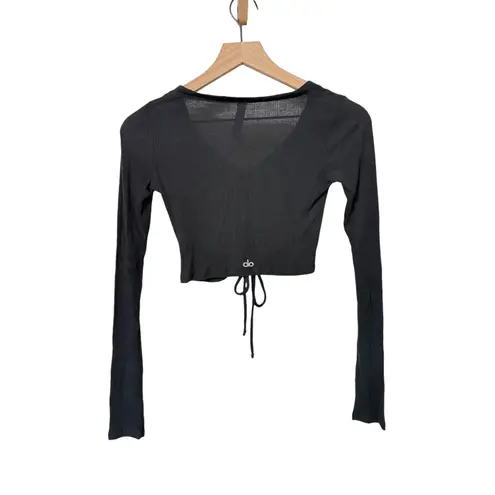 Alo Yoga  Ribbed Cinch Ruched Crop Top 