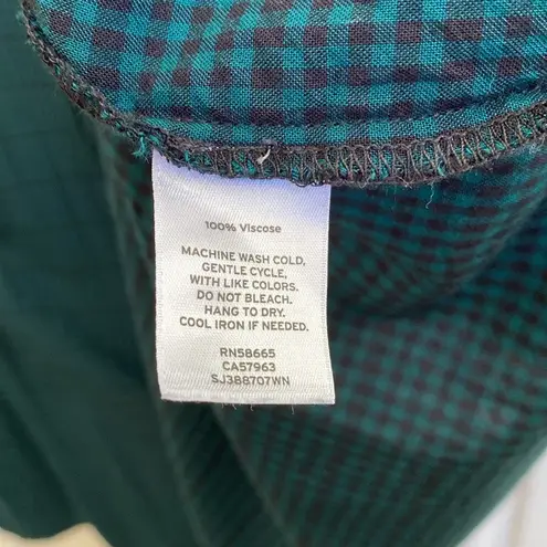 🖤🌲 Sejour Nordstrom Long Button Down Collared Black/Forest Green Check Shirt Size 2X