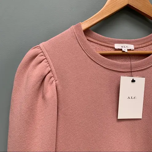 ALC Frank A.L.C. Rayna Puff Sleeve Cropped Sweatshirt pink size small