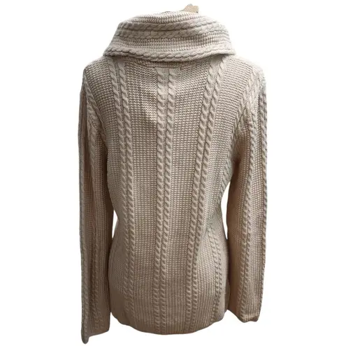 Cozy Cable Knit Cowl Neck Sweater Light Beige Heather Women's Pullover L Tan Size L
