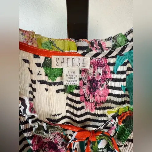 Bohemian Bright Floral Tunic Top Lightweight Stretch Blouse Ruffle Modest Office Pink Size L