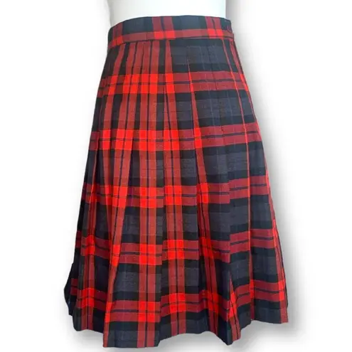Vintage 80s Toni Garment C.C. Magic Red Black Plaid Pleated Skirt Size 8 USA