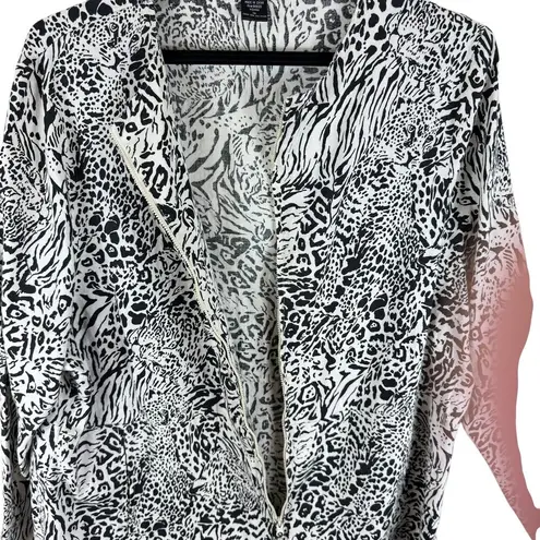 Anne Carson 100% Linen Leopard Print Full Zip Lightweight Jacket Size 1X