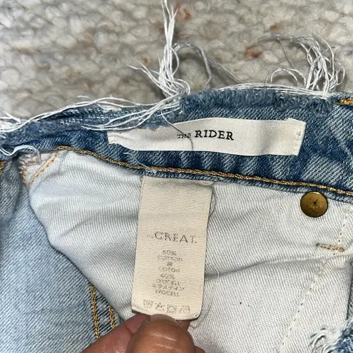 The Great. Rider Jean Vintage Wide Leg High Rise Distressed Field Light Wash 24 Blue