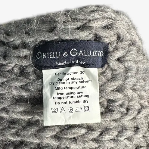 Centelli e Galluzzo Chunky Knit Wool Blend Scarf Taupe Gray 76”