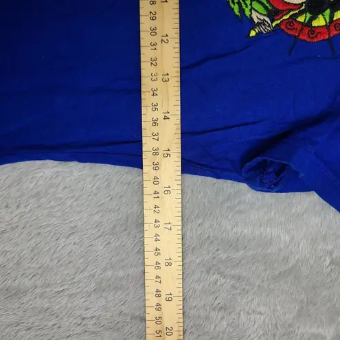 Ed Hardy Vintage Shirt Women's size Large Blue Embroidered