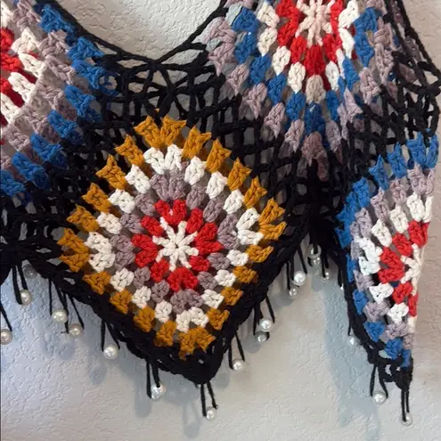 Colorful Crochet Women's Top Red Size M