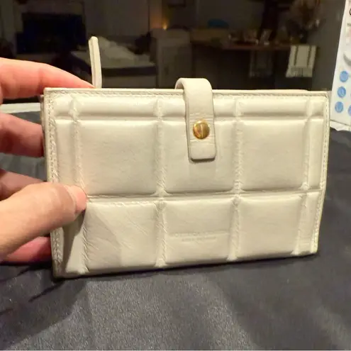 Bottega Veneta White Calfskin Padded French Wallet