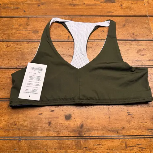 Leggings Park Sports Bra Olive Green Racerback Perforated Back Women's Size L