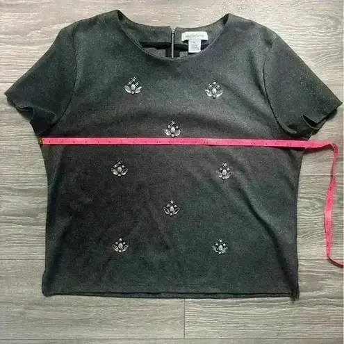 Liz Claiborne  Sparkly Sweater Gray with Attached Gems Size XL - Image 5