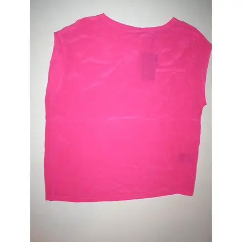 L.A.M.B. NWT New Punk Pink Short Sleeve Silk Top Blouse XS Womens Designer Bright