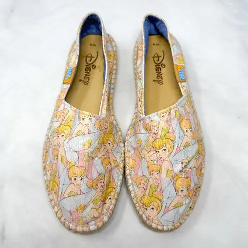 Disney Ubuntu Tinkerbell Printed Canvas Leather Alpargata Espadrille Flat Shoes