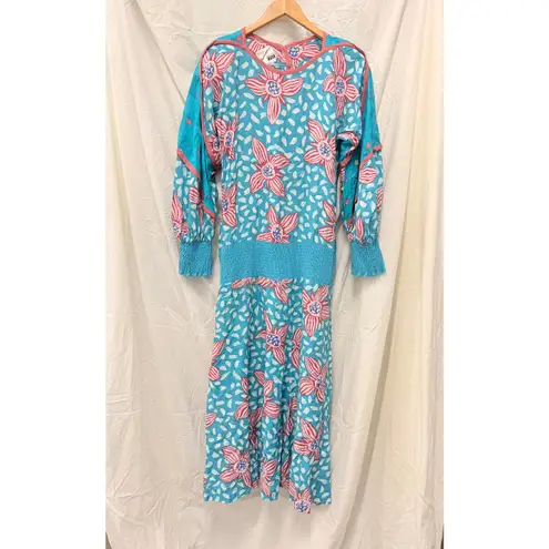 Vintage 80s Dress Jeanne Marc Avant Garde Designer Dress Size 6 Whimsical Blue