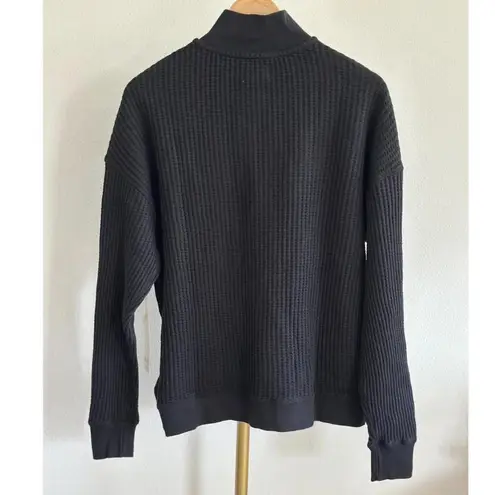 Mate the Label Organic Waffle Collared Half-Zip Sweatshirt, Size Small