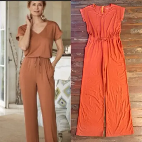 Soft Surroundings Roslyn Short Sleeve Jersey Jumpsuit in Rust ~ Size Small 💚🍄 - Image 2