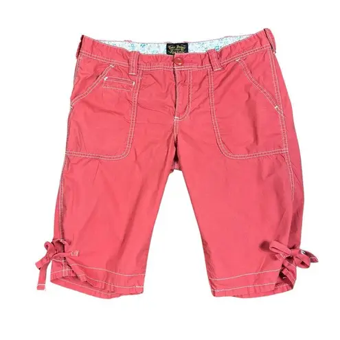 POLO Jeans Ralph Lauren Bermuda Shorts Women’s 10 Coral Pink Y2K Baggy Tie Hem Orange
