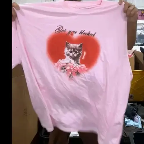 Sabrina Carpenter Got You Blocked Kitten Tee, Size 4X New without Tag MSRP $65 Pink