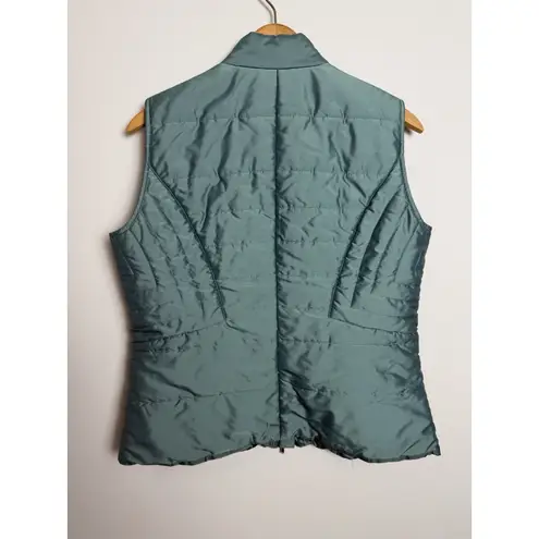 Sigrid Olsen Women's Teal Blue Sleeveless Full Zip Puffer Vest Size Medium Golf