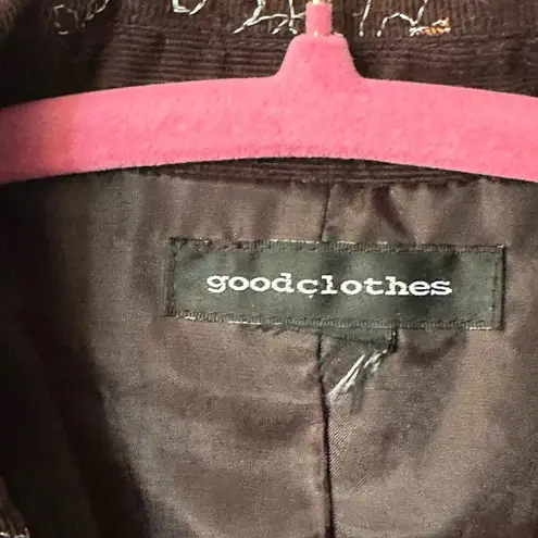 Good Clothes Brown Corduroy Floral Embroidered Blazer