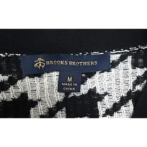 Brooks Brothers M Houndstooth Knit Sweater Long Sleeve Merino Wool Blend Preppy