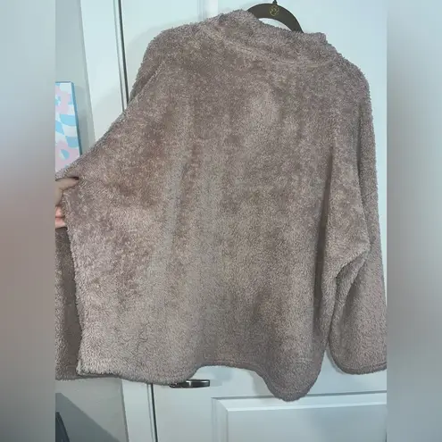 Olive & Oak Mauve Dusty Rose Pink Furry Winter Sherpa Zip Up Pullover Size 3XL