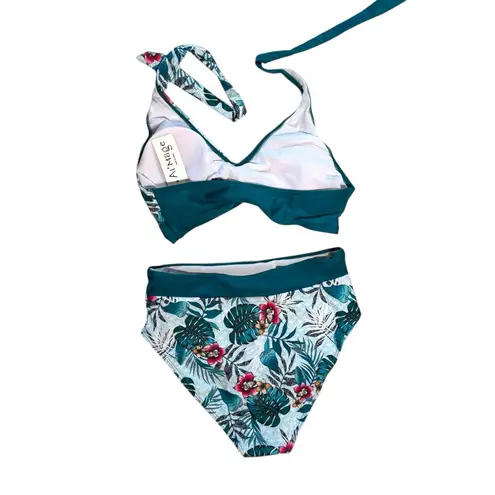 Ai’mage Tropical Print‎ Bikini front tie halter top medium Green - Image 4