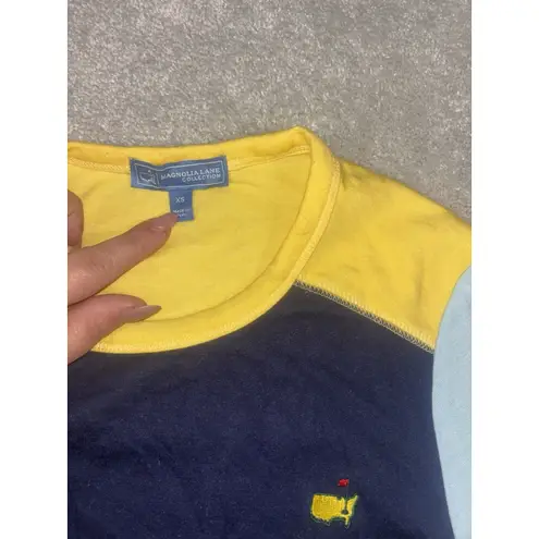 Magnolia Lane Collection Masters Color Block 3/4 Length Sleeves Shirt Blue Size XS