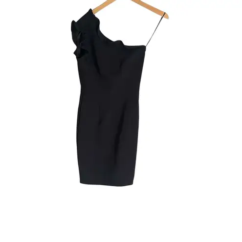 Black Halo Pravella Ruffled One-Shoulder Sheath Dress