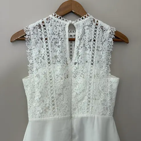 Heartloom Cammie Sleeveless Lace Mini Dress Tulip Hem Eggshell White Size Small