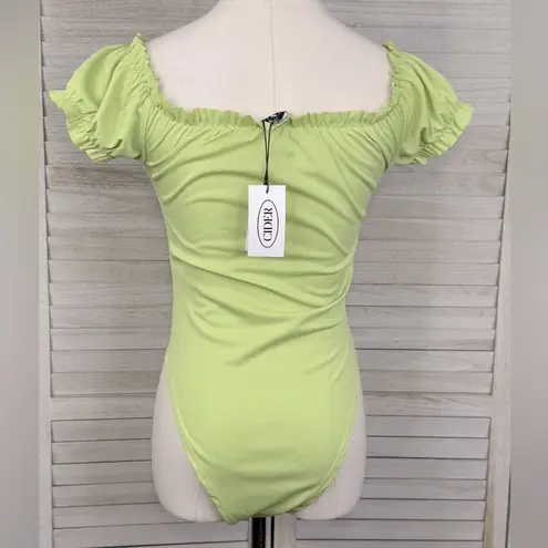 Cider Green Ruffle Ballet Bodysuit-Small