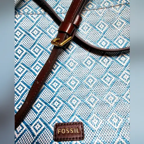 Fossil  Fiona Turquoise Geometric Design Print Crossbody Bag