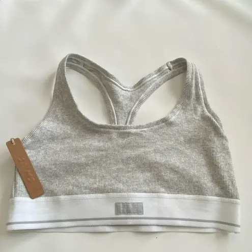 SKIMS NWT  Cotton Rib Sports Bra Light Gray Size M