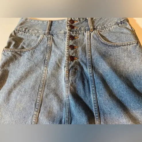 Jordache Junior's Vintage 100% Cotton Mid Wash Blue Denim Mini Skirt Sz 13 14