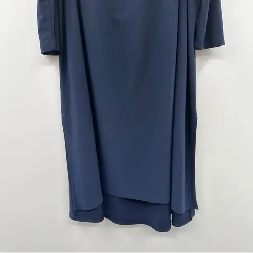Clara Sun Woo Navy Blue Scoop Neck Cold Shoulder Tunic Top Sz 1X
