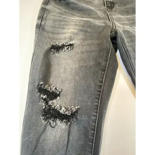 Judy Blue Judy Blue Jeans 5 / 27 Skinny Fit Capri Distressed Med Rise Stretch Faded Black