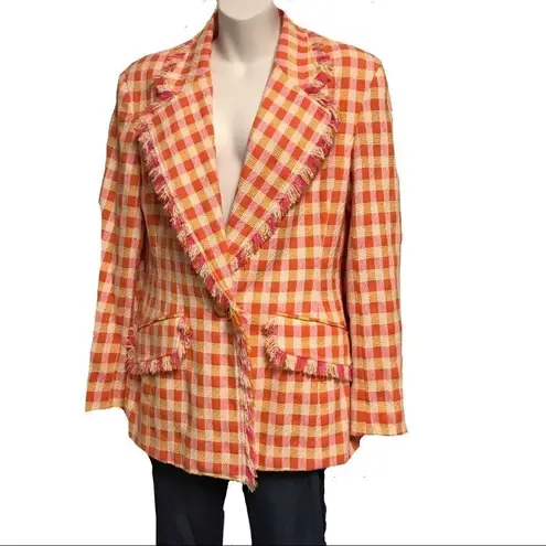 Emmanuel Ungaro Gingham Tweed Suit White Pink Orange Vintage Size undefined