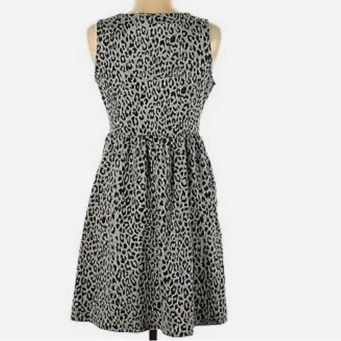 Apt. 9  gray leopard print fit and flare dress with pockets size XS