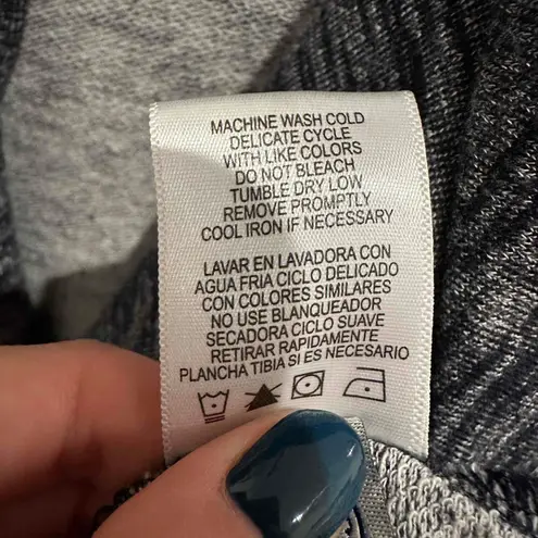 G.H. Bass & Co Grey Long Sleeve Heathered Knit Open Front Moto Cardigan Small Blue