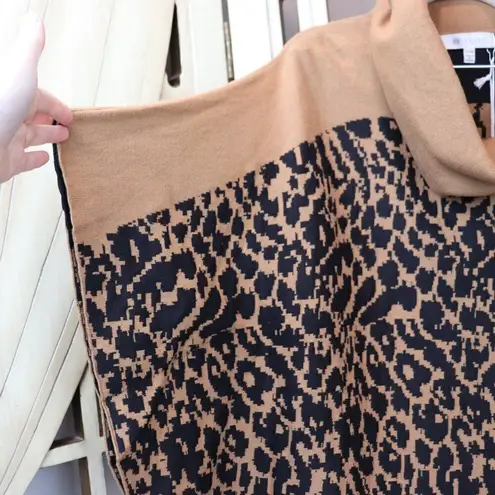 Fever Animal Print Cowl Neck Poncho Sweater Size S/M New Brown Size M