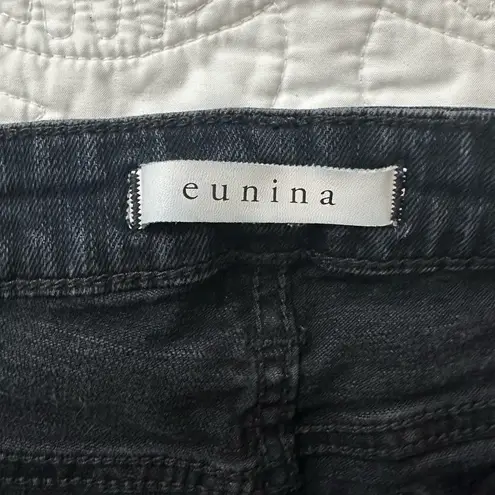 Eunina Black High Rise Distressed Denim Cutoff Shorts Women’s