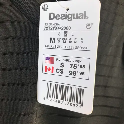 Desigual Women's TS SANDRA Black V-Neck Blouse T-Shirt Top