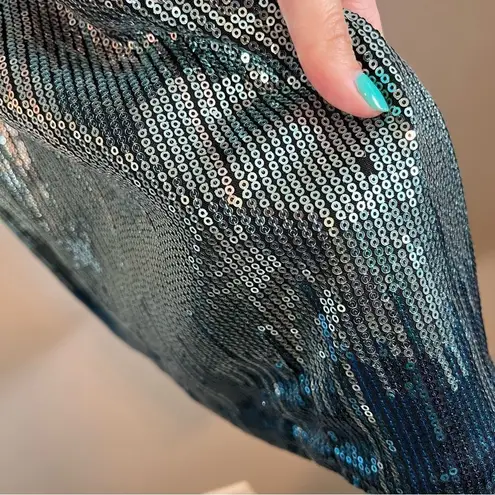 AUW ✨ Women’s Silver Blue Sequin One Shoulder Mini Dress