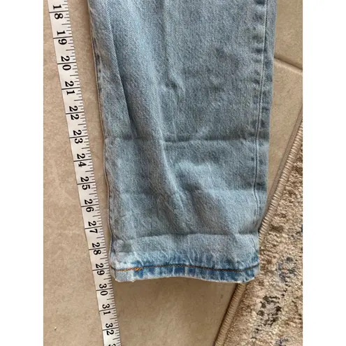 Levis 501 Jeans Womens 33x34 Blue Straight Button Fly Mid Rise Light Wash Denim Size 33