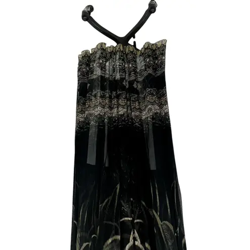 Camilla  Lace Up Front Dress Maxi Under A Full Moon Print Black Size Small