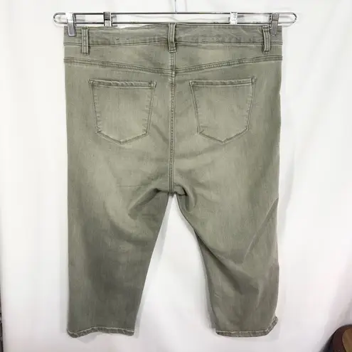 Avenue Plus Size 20 Capri Jeans Sage Green Stretch Denim Faded Wash Pants 744