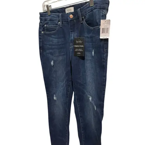 Nicole Miller  NY Perfection Skinny Jeans Womens 8 Dark Wash Distressed NWT