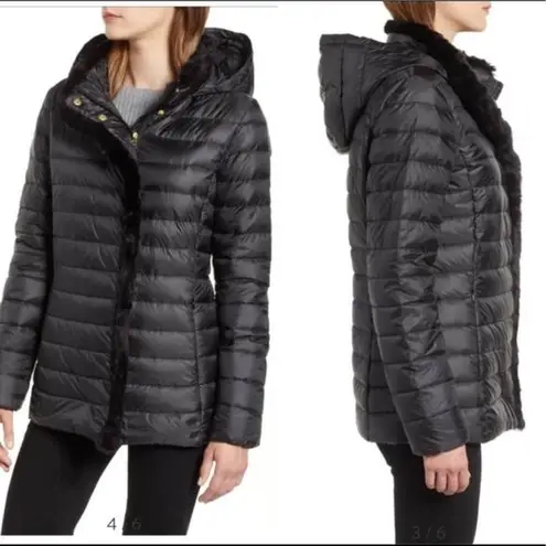 Cole Haan  Signature black puffer jacket with hood