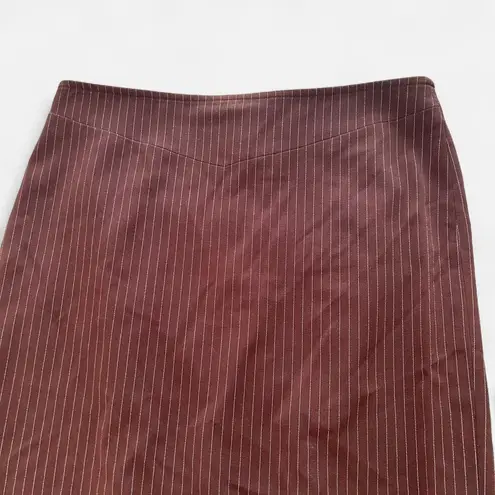BCBG y2k 2000s pin striped pencil flare midi skirt size 6 Brown