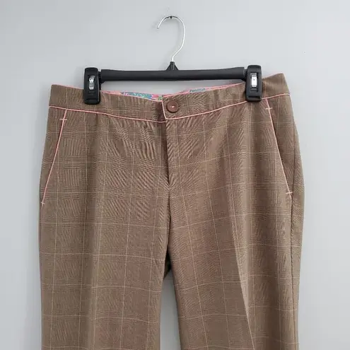 Rebecca Taylor Wide-Leg Plaid Pants Brown Size 8