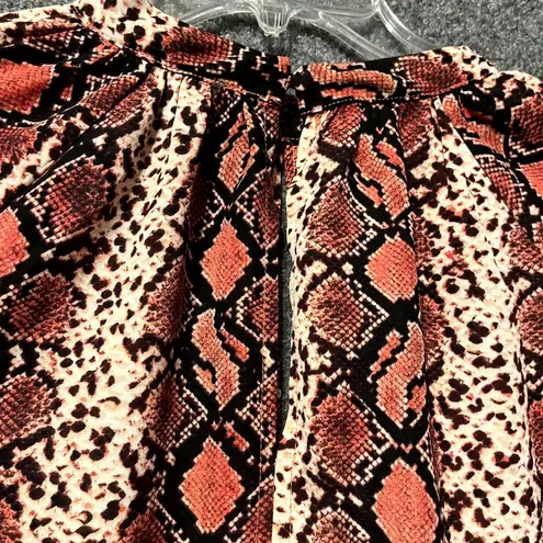 Sunday in Brooklyn Blouse Top Womens Medium Multicolor Snakeskin Print Pleated - Image 7